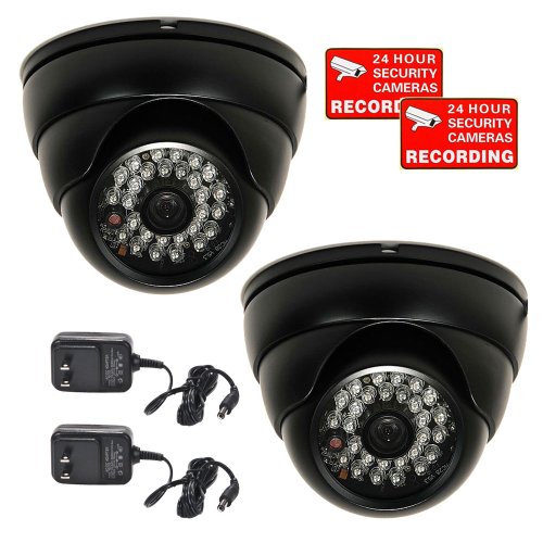 VideoSecu 2 Pack 700TVL Day Night Vision Dome Security Cameras Outdoor Weatherproof Vandal Proof 3.6mm Wide Angle View Lens 28 Infrared LEDs with Bonus Power Supplies A88