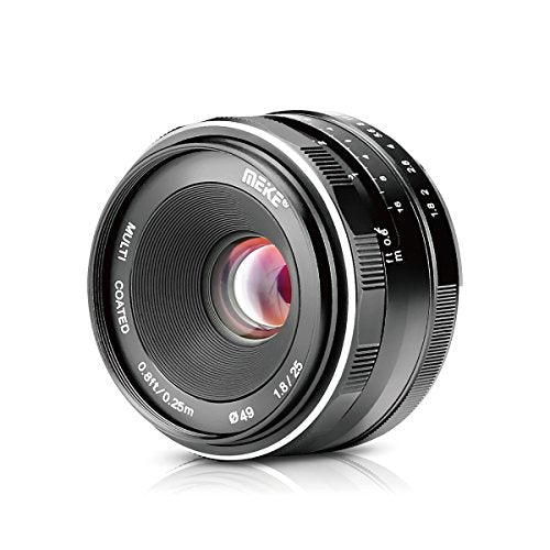 Meike 25mm F1.8 APS-C Large Aperture Wide Angle Lens Manual Focus Lens Compatible with Sony E Mount Mirrorless Cameras NEX 3 3N 5 NEX 5T NEX 5R NEX 6 7 A6400 A5000 A5100 A6000 A6100 A6300 A6500 A6600