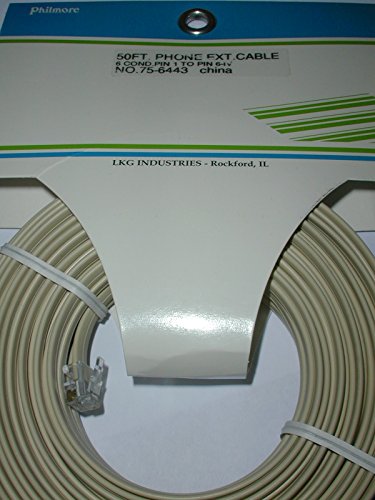 Philmore 75-6443 Ivory 50 ft 6 Conductor Modular Telephone Cable