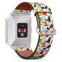 Load image into Gallery viewer, (Marine Pitate Pattern with Anchor and sail Boat) Patterned Leather Wristband Strap for Fitbit Ionic,The Replacement of Fitbit Ionic smartwatch Bands
