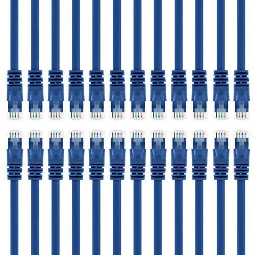 GearIT 24-Pack, Cat 6 Ethernet Cable Cat6 Snagless Patch 1.5 Feet - Snagless RJ45 Computer LAN Network Cord, Blue - Compatible with 24 48 Port Switch POE Rackmount 24port Gigabit