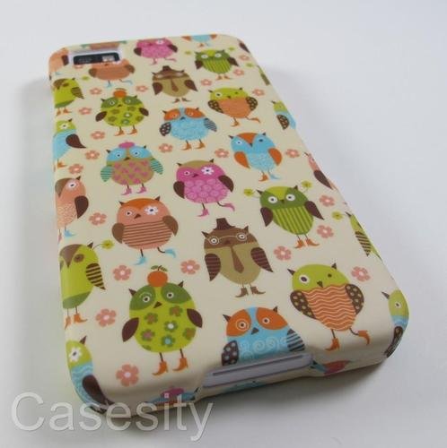 Cute ODDBALL OWL Patterns Hard Plastic Matte SNAP ON CASE Cover BlackBerry Z10 (in Casesity Retail Packaging)