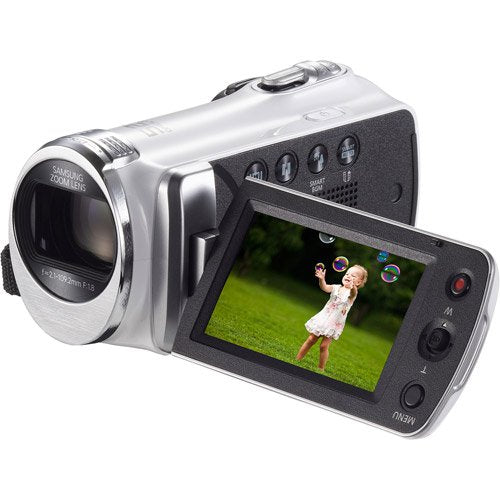 Samsung White HMX-F90 HD Camcorder with 52x Optical Zoom, 2.7