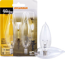 Load image into Gallery viewer, SYLVANIA Home Lighting 13456 Incandescent Bulb, B10-40W-2850K, Clear Finish, Candelabra Base, Pack of 2
