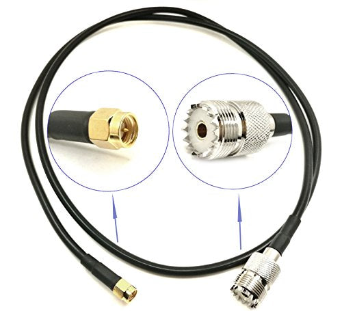 RF Pigtail Low Loss 3D-FB Cable SMA Male to UHF SO-239 Female Coaxial Antenna Connector (3.6ft (110cm) length)