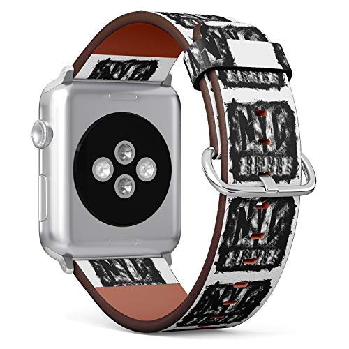 S-Type iWatch Leather Strap Printing Wristbands for Apple Watch 4/3/2/1 Sport Series (42mm) - Street Graphic Style NYC BKLYN