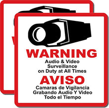 Load image into Gallery viewer, HDView CCTV Security Sign, 2 Packs, Commercial Grade Outdoor Indoor Warning Sign, Heavy Duty, Water Fire Proof, English and Spanish
