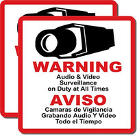 HDView CCTV Security Sign, 2 Packs, Commercial Grade Outdoor Indoor Warning Sign, Heavy Duty, Water Fire Proof, English and Spanish