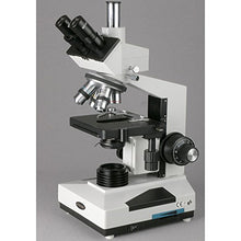 Load image into Gallery viewer, AmScope T400B Compound Trinocular Microscope, WF10x and WF20x Eyepieces, 40X-2000X Magnification, Brightfield, Halogen Illumination with Rheostat, Abbe Condenser, Double-Layer Mechanical Stage, Slidin
