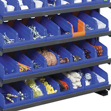 Load image into Gallery viewer, Akro-Mils 36442 Indicator Inventory Control Double Hopper Plastic Kanban Shelf Bin, 11-5/8-Inch x 4-1/4-Inch x 4-Inch, Blue/Orange, (24-Pack)
