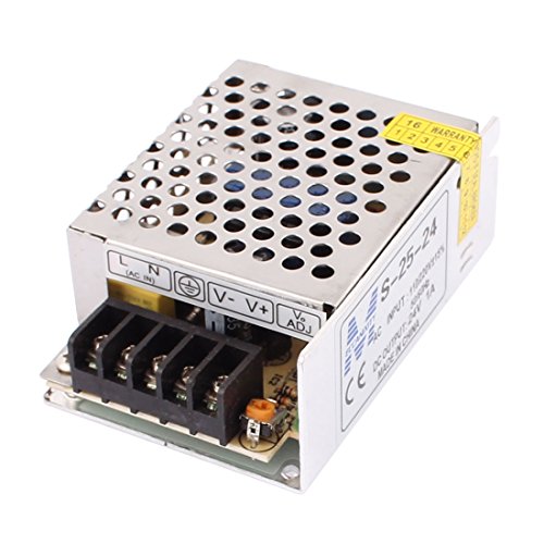 uxcell S-25-24 Aluminum Housing AC 110V to DC 24V 1A 24W for LED Switching Power Supply