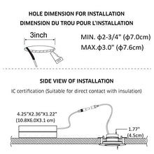 Load image into Gallery viewer, 4Pack 3 inch Dimmable Gimbal Recessed LED Downlight 8W (65W Equiv.) No Can Needed, IC Rated, ENERGY STAR 5000K Daylight White 750lm Adjustable LED Retrofit Lighting Fixture
