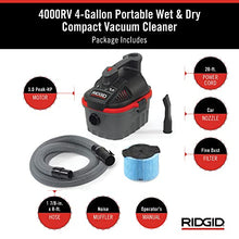 Load image into Gallery viewer, RIDGID 50313 Model 4000RV 4-Gallon Portable Wet and Dry Compact Vacuum Cleaner with 5.0 Peak-HP Motor
