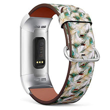 Load image into Gallery viewer, Replacement Leather Strap Printing Wristbands Compatible with Fitbit Charge 3 / Charge 3 SE - Beautiful Green Peacock Feather Print
