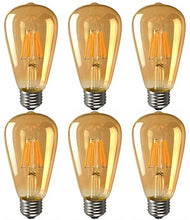 Load image into Gallery viewer, Bulbright LED Vintage Edison Bulb ST64, Amber Gilded Glass, 8W LED Filament Bulb, E26 Base, Clear Warm White 2700K, 70W Equivalent, 110-120VAC, Dimmable (Pack of 6, 8 Watt)
