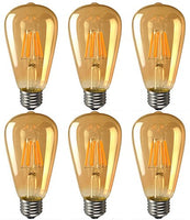 Bulbright LED Vintage Edison Bulb ST64, Amber Gilded Glass, 8W LED Filament Bulb, E26 Base, Clear Warm White 2700K, 70W Equivalent, 110-120VAC, Dimmable (Pack of 6, 8 Watt)