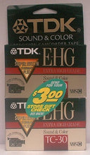 Load image into Gallery viewer, TDK E-HG Sound &amp; Color TC-30 VHS-C Tape (2-Pack)
