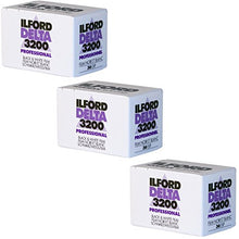 Load image into Gallery viewer, Ilford 1887710 DELTA 3200 Professional, Black and White Print Film, 135 (35 mm), ISO 3200, 36 Exposures (3 Pack)
