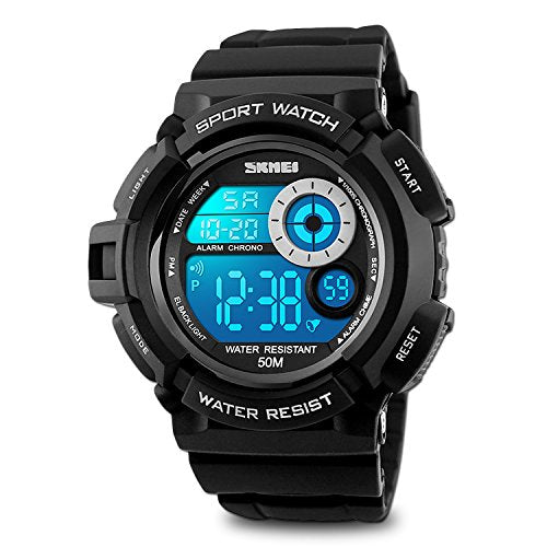 Aposon Men's Digital Sports Watch, Military Army Electronic Watches Running 50M 5 ATM Waterproof Sports LED Wristwatch Water Resistant with Stopwatch -White