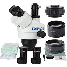 Load image into Gallery viewer, KOPPACE 3.5X-90X Stereo Microscope,16 MP HD Industrial Camera,Full HD 1080P 60FPS,HDMI Electronic Industrial Digital Microscope,Mobile Phone Repair Microscope,Includes 0.5X and 2.0X Barlow Lens
