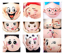 Load image into Gallery viewer, Kinteshun Photo Booth Props for Expectant Mothers,Pregnancy Facial Expressions Sticker Pregnant Women Baring Belly Bump Paster Unborn Baby Photographying Props(12 Sheets with Different Expressions)
