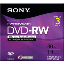 Load image into Gallery viewer, Sony 3DMW30R2HC 3-Pack 8cm DVD-RW with Hangtab
