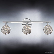 Load image into Gallery viewer, Luxury Crystal Globe Bathroom Vanity Light, Medium Size: 8&quot;H x 23&quot;W, with Modern Style Elements, Polished Chrome Finish and Crystal Studded Shades, UQL2631 by Urban Ambiance
