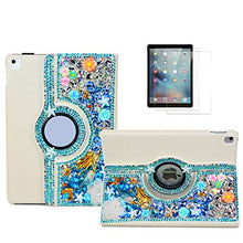 Load image into Gallery viewer, STENES iPad Pro 9.7 Case - STYLISH - 3D Handmade Bling Crystal Mermaid Rose Flowers Floral 360 Degree Rotating Stand Case With Smart Cover Auto Sleep/Wake Feature For iPad Pro 9.7&quot; - Navy Blue

