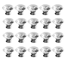 Load image into Gallery viewer, Drawer Knob Pull Handle Crystal Glass Diamond Shape Cabinet Drawer Pulls Cupboard Knobs with Screws for Home Office Cabinet Cupboard Bonus Silver Screws DIY (20 Pieces)
