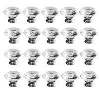 Drawer Knob Pull Handle Crystal Glass Diamond Shape Cabinet Drawer Pulls Cupboard Knobs with Screws for Home Office Cabinet Cupboard Bonus Silver Screws DIY (20 Pieces)
