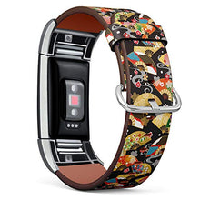 Load image into Gallery viewer, Replacement Leather Strap Printing Wristbands Compatible with Fitbit Charge 2 - The Beautiful Pattern of Japanese Fan
