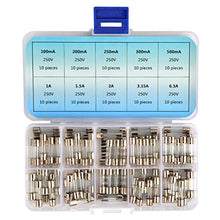 Load image into Gallery viewer, QLOUNI 10pcs 5x20mm Fuse Holder Inline Screw Type with 18 AWG Wire &amp; 100pcs 5x20mm Fast-Blow Glass Fuses Assorted Kit Amp 0.1A, 0.2A, 0.25A, 0.3A, 0.5A, 1A, 1.5A, 2A, 3.15A, 6.3A
