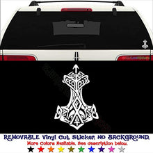 Load image into Gallery viewer, GottaLoveStickerz Viking Thor Hammer Removable Vinyl Decal Sticker for Laptop Tablet Helmet Windows Wall Decor Car Truck Motorcycle - Size (10 Inch / 25 cm Tall) - Color (Matte Black)
