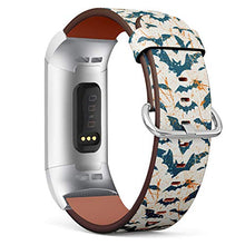 Load image into Gallery viewer, Replacement Leather Strap Printing Wristbands Compatible with Fitbit Charge 3 / Charge 3 SE - Bats Pattern on Grunge Background
