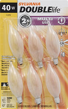 Load image into Gallery viewer, SYLVANIA Home Lighting 15323 Incandescent Bulb, B10-40W, Double Life, Inside Frost Finish, Candelabra Base, Pack of 6
