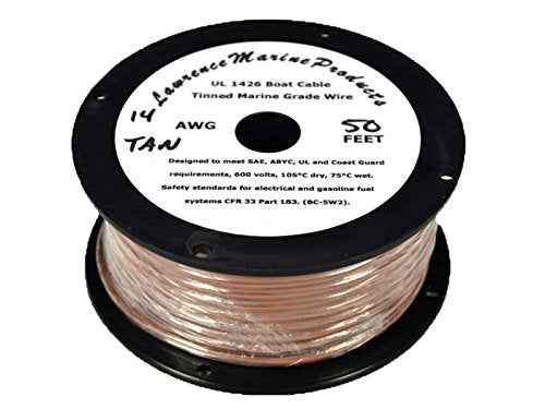 14 AWG Tinned Marine Primary Wire, Tan, 50 Feet