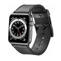 EAVAE Watch Bands Compatible with Apple Watch Bands 44mm 42mm,Black Gray Leather iWatch Bands for Apple Watch SE Apple Watch Series 6 5 4 3 2 1 Men Women