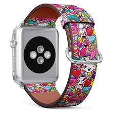 Load image into Gallery viewer, S-Type iWatch Leather Strap Printing Wristbands for Apple Watch 4/3/2/1 Sport Series (38mm) - Trendy Fashion Unicorn Doodles Pattern
