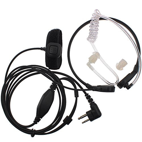 AOER Throat Mic Covert Acoustic Tube Earpiece Headset with Finger Ptt Compatible for 2 Pin Two Way Radio Walkie Talkie Motorola P88, Cp040. Cp100, Cp110, Cp125, Cp150, Cp200, Cp250, Cp300