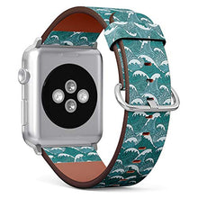 Load image into Gallery viewer, S-Type iWatch Leather Strap Printing Wristbands for Apple Watch 4/3/2/1 Sport Series (38mm) - Sea Wave Pattern

