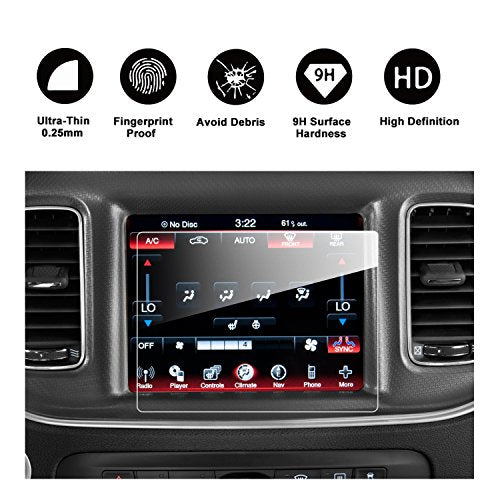 RUIYA 2017 Ram Dodge Durango Uconnect 8.4-Inches Car Navigation Protective Film,Uconnect Clear Tempered Glass HD and Protect your Eyes