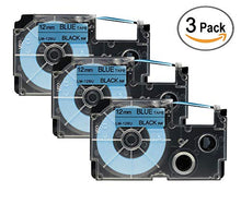 Load image into Gallery viewer, 3/Pack LM Tapes Premium Compatible LW12BU 1/2 in Black on Blue Tape Cassette
