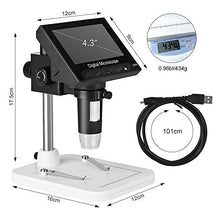 Load image into Gallery viewer, Digital Microscope 4.3&quot; LED Screen Display 720P 10X-1000X Magnification Zoom Camera Video Recorder for Phone Repair Soldering Tool Jewelry Appraisal Biologic
