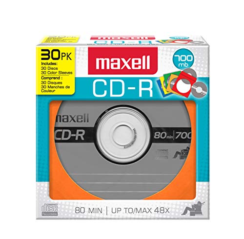 Maxell CDR 30 Pack, 700MB with 80 Minutes of Recording Time, 648451