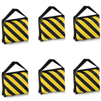 Neewer 6 Pack Dual Handle Sandbag, Black/Yellow Saddlebag for Photography Studio Video Stage Film Light Stands Boom Arms Tripods
