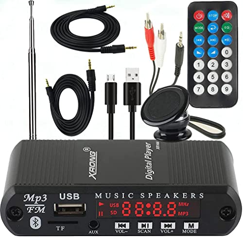 Bluetooth Audio Receiver FM Radio,MP3 Digital Player,LED 4-Digital Display,SD Card/USB Playback 3.5mm Audio Output(Black)