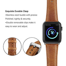 Load image into Gallery viewer, KADES for Apple Watch Band 42mm, Leather for Apple Watch Band 44mm Series 4 iWatch Bands 42mm (Brown, with Silver Hardware)
