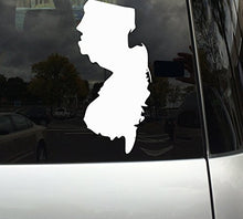 Load image into Gallery viewer, Applicable Pun New Jersey State Shape - The Garden State - White Vinyl Decal Sticker for Car, MacBook, Laptop, Tablet and More (10 Inch)
