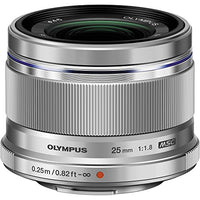 Olympus M.Zuiko Digital 25mm F1.8 Lens, for Micro Four Thirds Cameras (Silver)