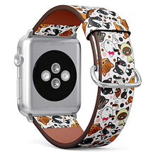 Load image into Gallery viewer, Compatible with Small Apple Watch 38mm, 40mm, 41mm (All Series) Leather Watch Wrist Band Strap Bracelet with Adapters (Black Cat White)
